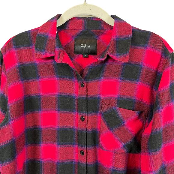 Rails Milo Flannel Button Down Shirt in Black Cherry Violet Plaid Women's XS - Picture 10 of 15